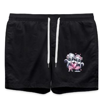 Couple de mouffettes mignon avec cœur pour la Saint-Valentin - Short de bain - noir - Devant - AI Model Male 185 light (185cm)