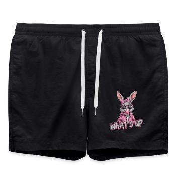 Cool bunny with sunglasses and chewing gum - - Swim Trunks - black - Front - AI Model Male 185 light (185cm)