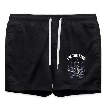 I’m the King – Chess Design - Badeshorts - Schwarz - Vorne - AI Model Male 185 light (185cm)
