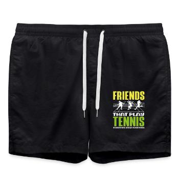 Tennis Spieler Freunde Die Tennis Spielen - Badeshorts - Schwarz - Vorne - AI Model Male 185 light (185cm)
