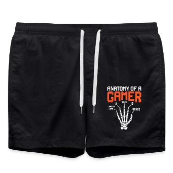 Anatomie eines Gamer Skelett Lustiges Gaming Geschenk - Badeshorts - Schwarz - Vorne - AI Model Male 185 light (185cm)