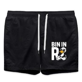 Bin in Rente - Ente - Ruhestand - Pension - Badeshorts - Schwarz - Vorne - AI Model Male 185 light (185cm)