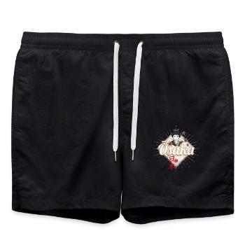 Osaka City Japan Retro Geisha Vintage Souvenir - Swim Trunks - black - Front - AI Model Male 185 light (185cm)