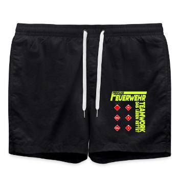 Freiwillige Feuerwehr Teamwork Das Leben Rettet - Badeshorts - Schwarz - Vorne - AI Model Male 185 light (185cm)