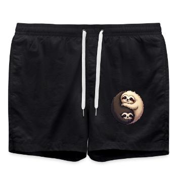 Yin Yang Paresseux - Short de bain - noir - Devant - AI Model Male 185 light (185cm)