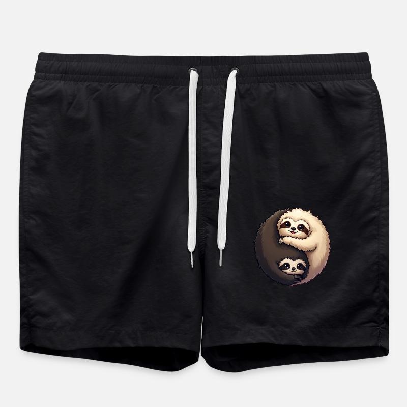 Yin Yang Sloths - Swim Trunks - black