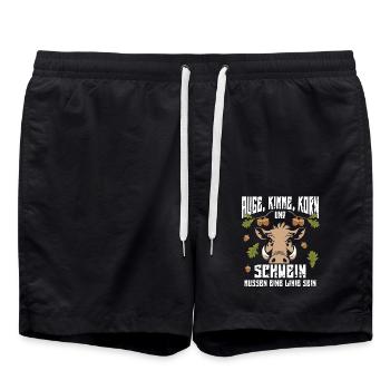 Auge Kimme Korn Und Schwein Müssen Eine Linie Sein - Badeshorts - Schwarz - Vorne - AI Model Male 185 light (185cm)
