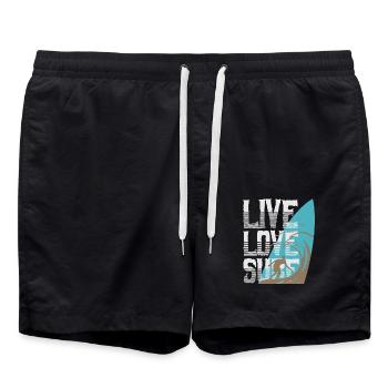 Kühnes Surfer-Lifestyle-Design Bold Surfer - Badeshorts - Schwarz - Vorne - AI Model Male 185 light (185cm)
