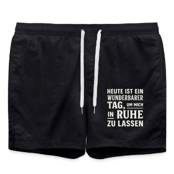 Leave Alone – design sarcastique - Short de bain - noir - Devant - AI Model Male 185 light (185cm)