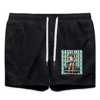 Gasoliner Rockabilly Retro Pin-Up - Badeshorts - Schwarz - Vorne - AI Model Male 185 light (185cm)