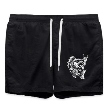 Rock Music Funny Guppy Fish Metal Music Retro - Swim Trunks - black - Front - AI Model Male 185 light (185cm)