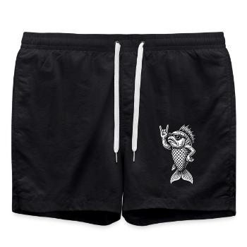 Heavy Metal Guppy Fish Funny Rock Music Vibes - Swim Trunks - black - Front - AI Model Male 185 light (185cm)