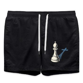 Chess Player Pawn Design Shadow Cross - Swim Trunks - black - Front - AI Model Male 185 light (185cm)