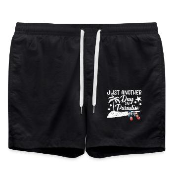 Nur ein weiterer Tag im Paradies Flip Flops Strand - Badeshorts - Schwarz - Vorne - AI Model Male 185 light (185cm)