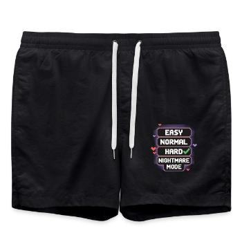 Select Difficulty: Life – Nightmare Mode 8Bit - Badeshorts - Schwarz - Vorne - AI Model Male 185 light (185cm)