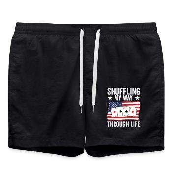 Funny Pinochle Card Player USA Drapeau - Short de bain - noir - Devant - AI Model Male 185 light (185cm)