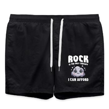 Stein Therapie Schere Stein Papier Geschenk - Badeshorts - Schwarz - Vorne - AI Model Male 185 light (185cm)