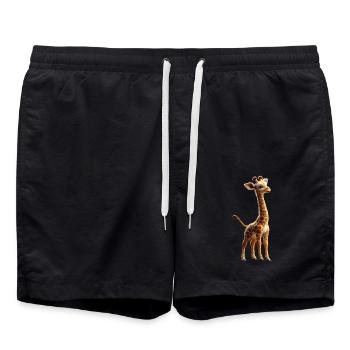 Giraffe Africa Love Safari Wilderness Cute Giraffes - Swim Trunks - black - Front - AI Model Male 185 light (185cm)