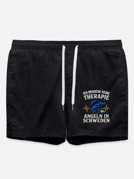 Ich Brauche Keine Therapie Angeln In Schweden - Badeshorts - Schwarz