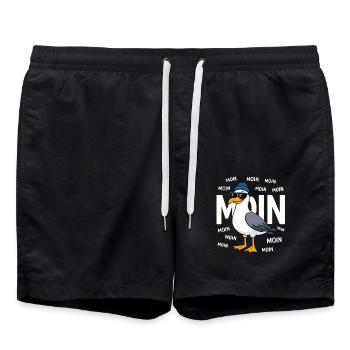 Moin Möwe – North German & Funny - Swim Trunks - black - Front - AI Model Male 185 light (185cm)