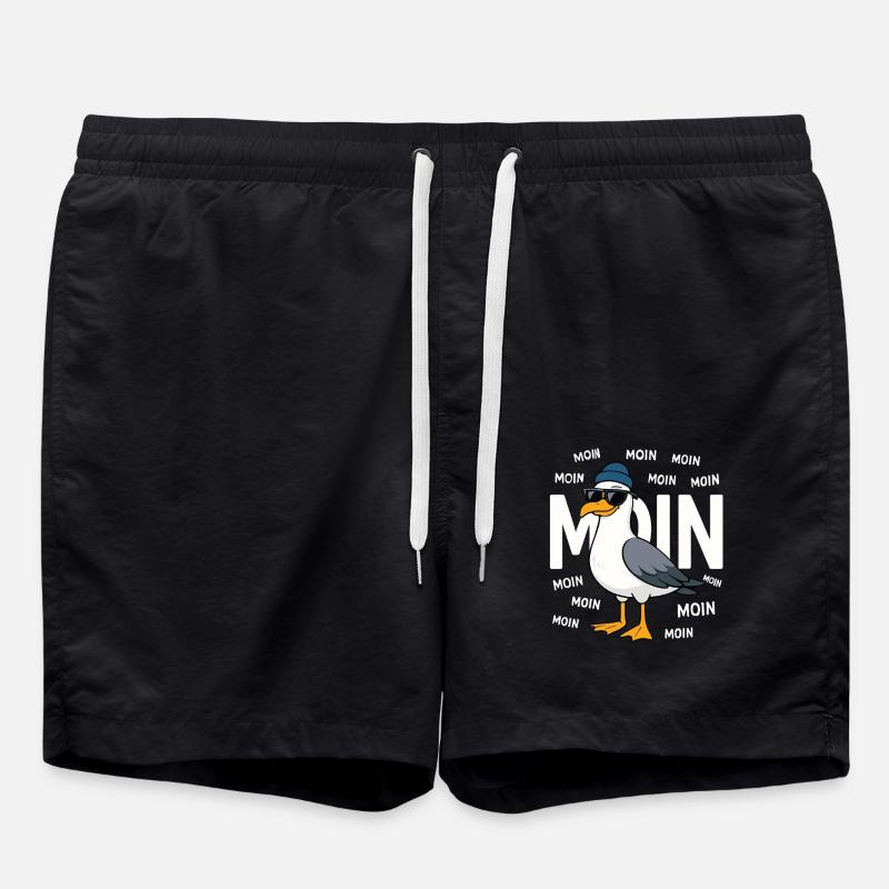 Moin Möwe – Norddeutsch & Lustig - Badeshorts - Schwarz