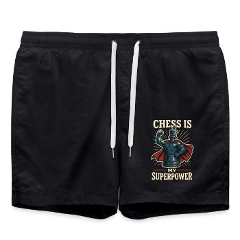Les échecs sont mon super-pouvoir de joueur d’échecs drôle - Short de bain - noir - Devant - AI Model Male 185 light (185cm)