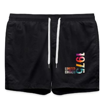 50. Geburtstag Original Jahrgang 1975 - Badeshorts - Schwarz - Vorne - AI Model Male 185 light (185cm)