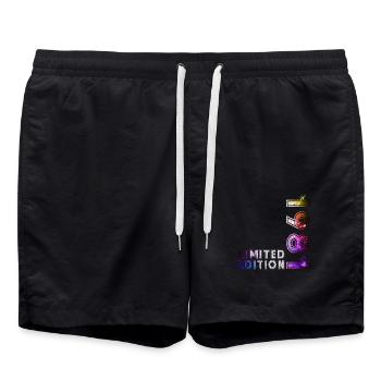 44. Geburtstag Original Jahrgang 1981 - Badeshorts - Schwarz - Vorne - AI Model Male 185 light (185cm)