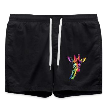 Giraffe Africa Love Safari Wilderness Cute Giraffes - Swim Trunks - black - Front - AI Model Male 185 light (185cm)