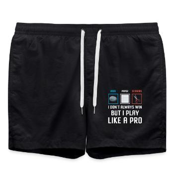 Schere Stein Papier Professioneller Gewinner - Badeshorts - Schwarz - Vorne - AI Model Male 185 light (185cm)
