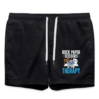 Rock Paper Scissors Is My Therapy - Swim Trunks - black - Front - AI Model Male 185 light (185cm)