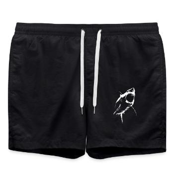 Requin géant menaçant – Silhouette noire et blanche - Short de bain - noir - Devant - AI Model Male 185 light (185cm)
