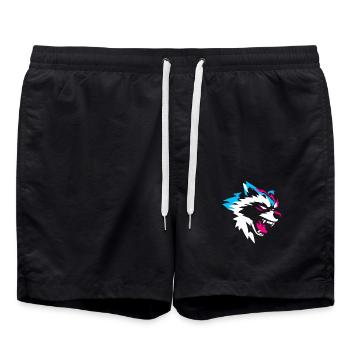 Neon Wolf Kopf – Aggressives Gaming Design - Badeshorts - Schwarz - Vorne - AI Model Male 185 light (185cm)