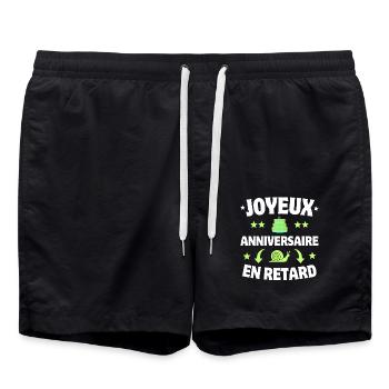 Joyeux Anniversaire en Retard Escargot - Short de bain - noir - Devant - AI Model Male 185 light (185cm)