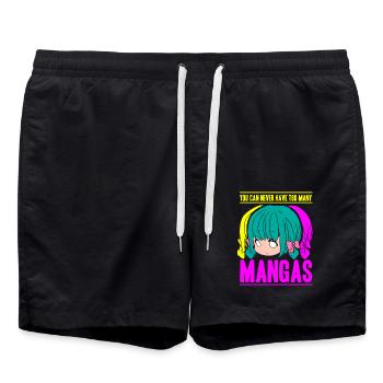 Anime Manga Otaku Kawaii Japan Cosplay Comic - Badeshorts - Schwarz - Vorne - AI Model Male 185 light (185cm)