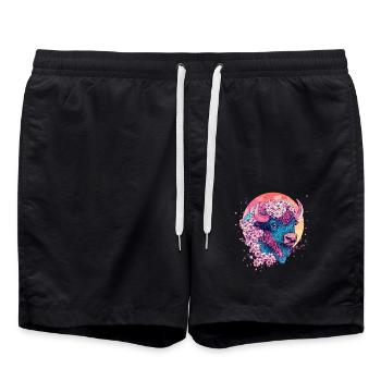 Bison with flowers - Swim Trunks - black - Front - AI Model Male 185 light (185cm)