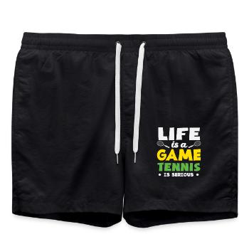 Leben Ist Ein Spiel Tennis Spieler Spruch - Badeshorts - Schwarz - Vorne - AI Model Male 185 light (185cm)