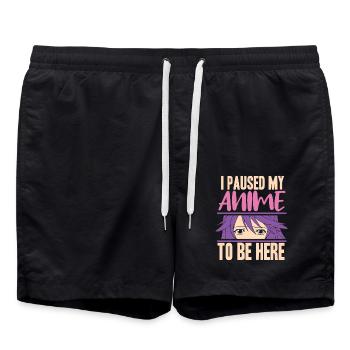 Anime Manga Otaku Kawaii Japan Cosplay Comic - Badeshorts - Schwarz - Vorne - AI Model Male 185 light (185cm)