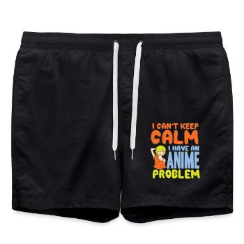 Anime Manga Otaku Kawaii Japan Cosplay Comic - Badeshorts - Schwarz - Vorne - AI Model Male 185 light (185cm)