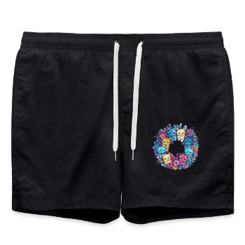 Chats colorés dans une couronne de fleurs - Short de bain - noir - Devant - AI Model Male 185 light (185cm)
