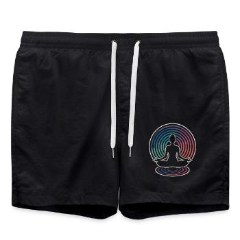 Zen Meditation Wave Circles - Swim Trunks - black - Front - AI Model Male 185 light (185cm)