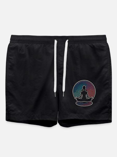 Zen Meditation Wave Circles - Swim Trunks - black