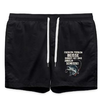 Little Fish Bite – Funny Angler Rhyme - Swim Trunks - black - Front - AI Model Male 185 light (185cm)