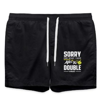 Tennis Player Apology After Double Fault - Swim Trunks - black - Front - AI Model Male 185 light (185cm)