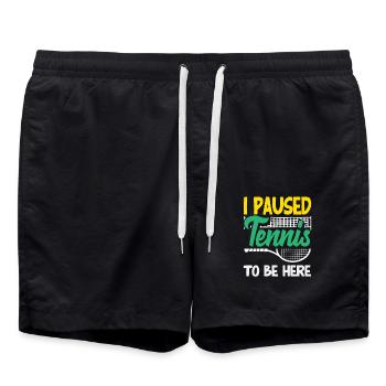 I paused tennis player - Swim Trunks - black - Front - AI Model Male 185 light (185cm)