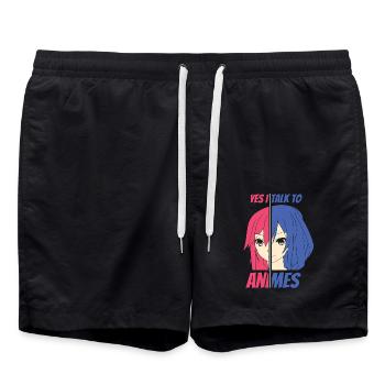 Anime Manga Otaku Kawaii Japan Cosplay Comic - Badeshorts - Schwarz - Vorne - AI Model Male 185 light (185cm)