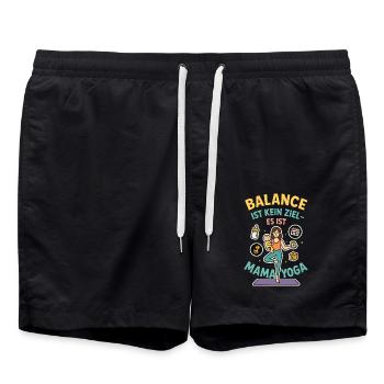 Balance ist kein Ziel – es ist Mama-Yoga - Badeshorts - Schwarz - Vorne - AI Model Male 185 light (185cm)