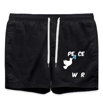 Stop War Peace Statement with Dove of Peace - Swim Trunks - black - Front - AI Model Male 185 light (185cm)