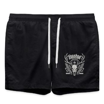 Lausbua - Schau ma moi dann seng ma scho - Gaudi - Badeshorts - Schwarz - Vorne - AI Model Male 185 light (185cm)