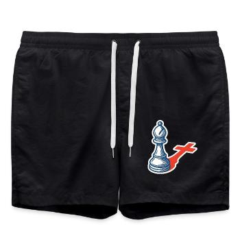 Chess Player Funny Bishop Shadow Design - Swim Trunks - black - Front - AI Model Male 185 light (185cm)